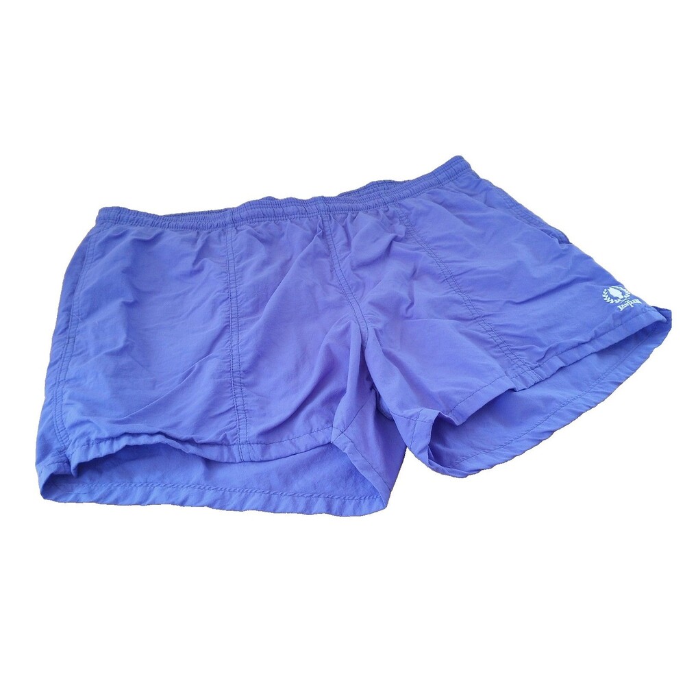 Vintage Jantzen Logo Swim Trunks Mens Large Solid Purple Mesh Lined 90s USA Made